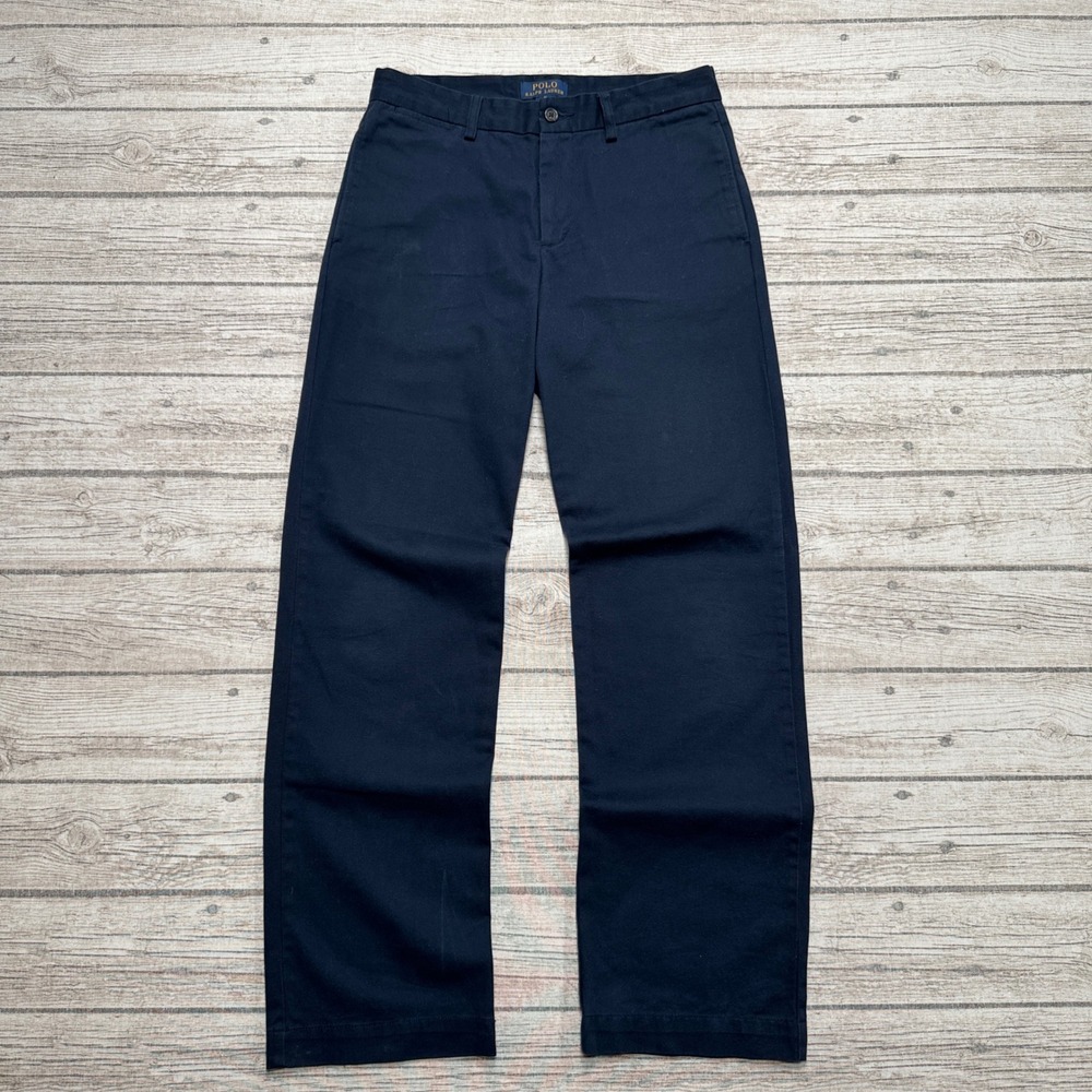 Polo Ralph Lauren Pants Youth 16 Navy Blue Straight Relaxed Fit Stretch Chino